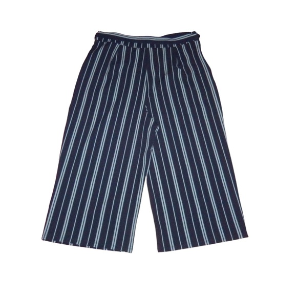 Amanda Green Belted High Waist Navy White Striped Wide Leg Cropped Pants XXL NWT - Picture 6 of 7